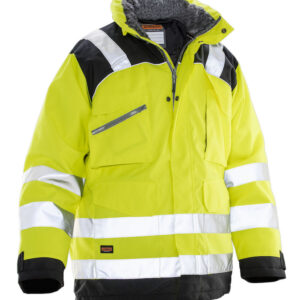 Jobman 1236 Hi-vis winter parka star geel/zwart 3xl