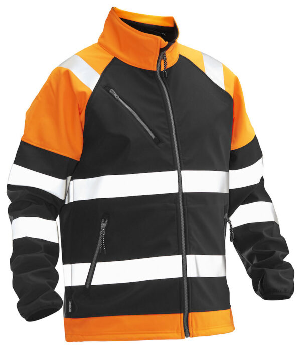 Jobman 5125 Softshell jacket Hi-Vis zwart/oranje 4xl