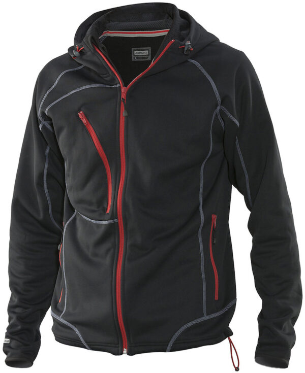 Jobman 5152 Hoodie zwart/rood 3xl